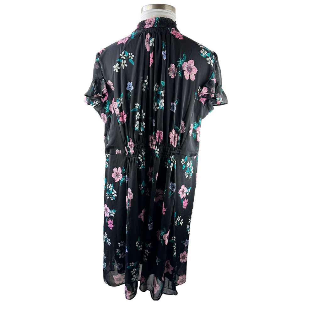 NWT Lane Bryant Floral Dress Black Smocked Keyhole Chiffon Plus Size 24 P - Picture 6 of 14